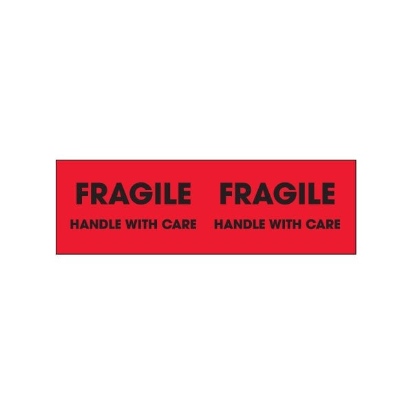 Bsc Preferred 3 x 10'' - ''Fragile - Handle With Care'' Fluorescent Red Labels BUY00031100 - main